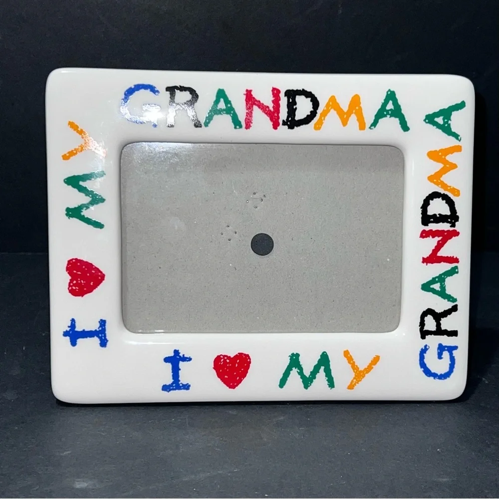 I Love My Grandma Colorful Ceramic Picture Frame Holds 4x6 Photo